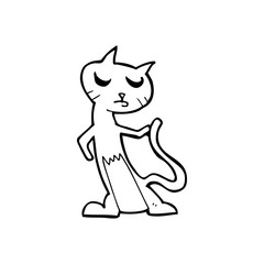 line drawing cartoon  cat