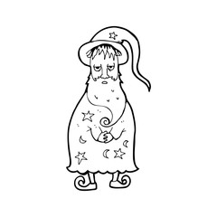 line drawing cartoon  wizard