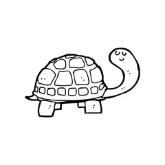 line drawing cartoon  happy tortoise