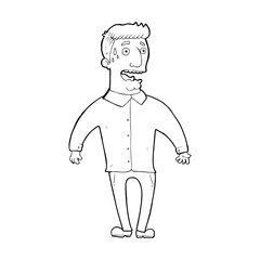 line drawing cartoon  nervous man