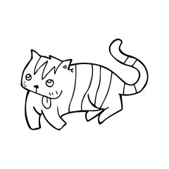line drawing cartoon  cat