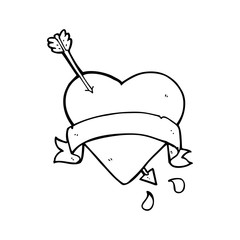 line drawing cartoon  heart tattoo