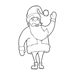 line drawing cartoon  santa claus