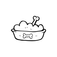 line drawing cartoon  dog food