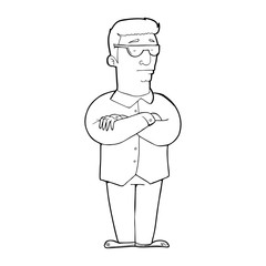 Obraz premium line drawing cartoon security guy