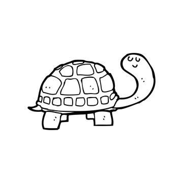 line drawing cartoon  happy tortoise
