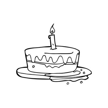 Line Drawing Cartoon  Cake