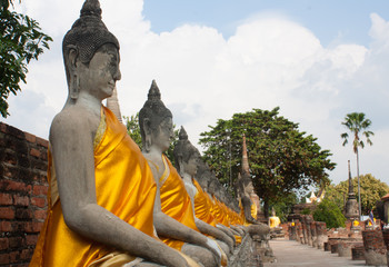 An old beautiful temple in Thailand, Wat Yai Chai Mongkol, Ayuuthaya