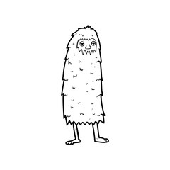 line drawing cartoon  hairy monster man