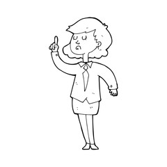 line drawing cartoon  woman making point
