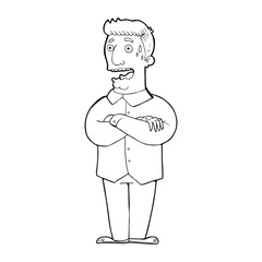 line drawing cartoon  nervous man sweating
