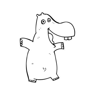 line drawing cartoon  hippo