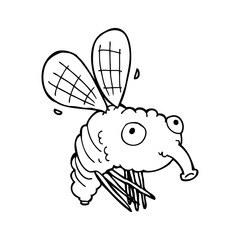 line drawing cartoon  fly