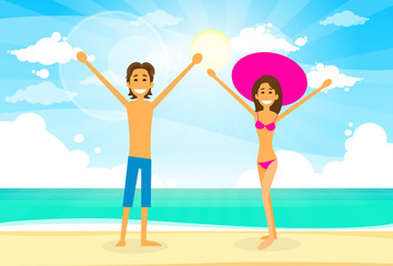 Couple On Summer Vacation Holiday Tropical Ocean Island