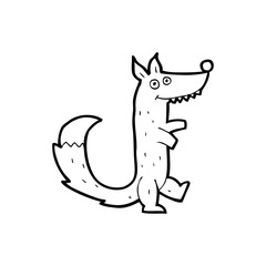 line drawing cartoon  wolf
