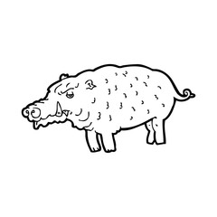 line drawing cartoon  hog