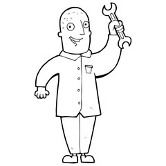Obraz premium line drawing cartoon mechanic