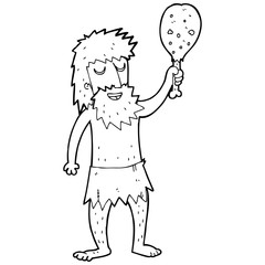 line drawing cartoon  cave man