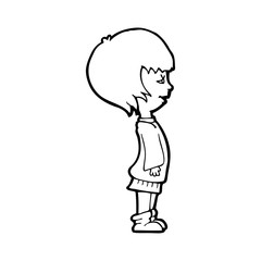 line drawing cartoon  girl