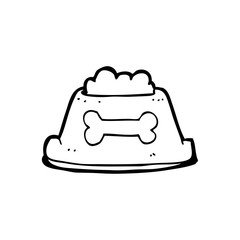 line drawing cartoon  dog food in bowl