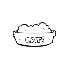 line drawing cartoon  cat food