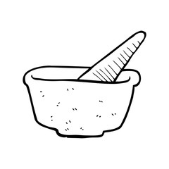 line drawing cartoon  pestle and mortar