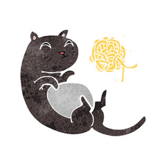 cartoon cat with ball of yarn