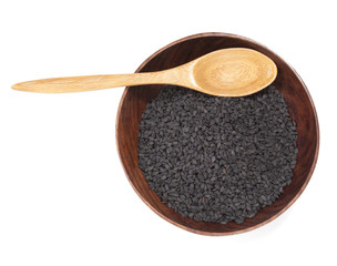 Pile of black sesame seeds isolated