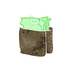 cartoon wallet full of cash