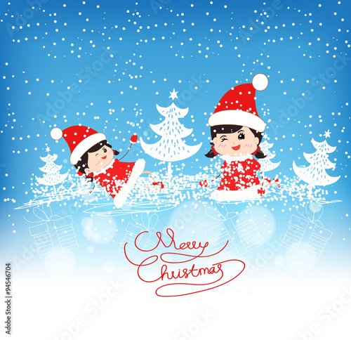 &quot;happy merry christmas with funny kids&quot; Stock image and royalty-free vector files on Fotolia.com