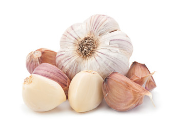 Garlic vegetable on white