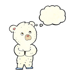 cartoon polar bear cub with thought bubble