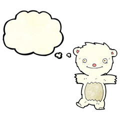 cartoon polar bear cub with thought bubble