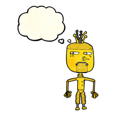 cartoon robot with thought bubble