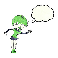 cartoon vampire girl with thought bubble