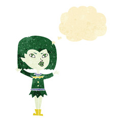 cartoon vampire girl with thought bubble