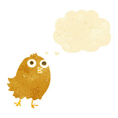 cartoon happy bird with thought bubble