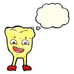 cartoon yellow tooth with thought bubble