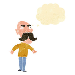 cartoon angry old man with thought bubble