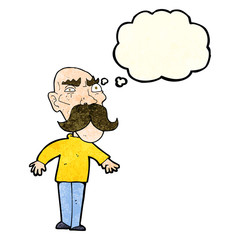 cartoon angry old man with thought bubble