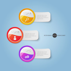 Modern round buttons and banners with texte. Can be used for infographics,  graphic, brochure, education or project book