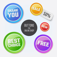 Modern round buttons with messages for your business website, online shop. Can be used in infographics,  graphic, brochure, education or project book.