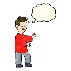 cartoon shocked man with thought bubble