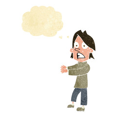 cartoon shocked man with thought bubble