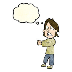 cartoon shocked man with thought bubble