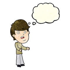 cartoon shocked man with thought bubble