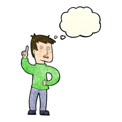 cartoon boy with idea with thought bubble