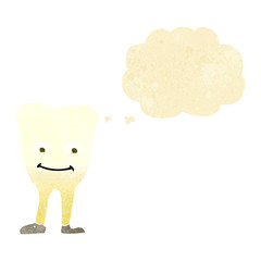 cartoon yellowing  tooth with thought bubble