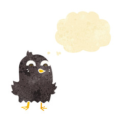 funny cartoon bird with thought bubble