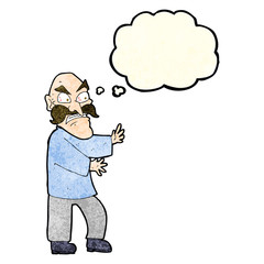 cartoon angry old man with thought bubble